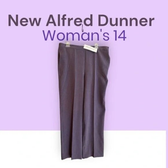 ✅3/$20 Deal-ALFRED DUNNER Classic Fit Pants - Plum Color - New!  Women's 14- - Picture 1 of 9